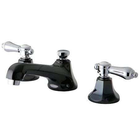 Kingston Brass NS4467BAL 8" Widespread Bathroom Faucet, Black Stainless Steel/ Chrome NS4467BAL